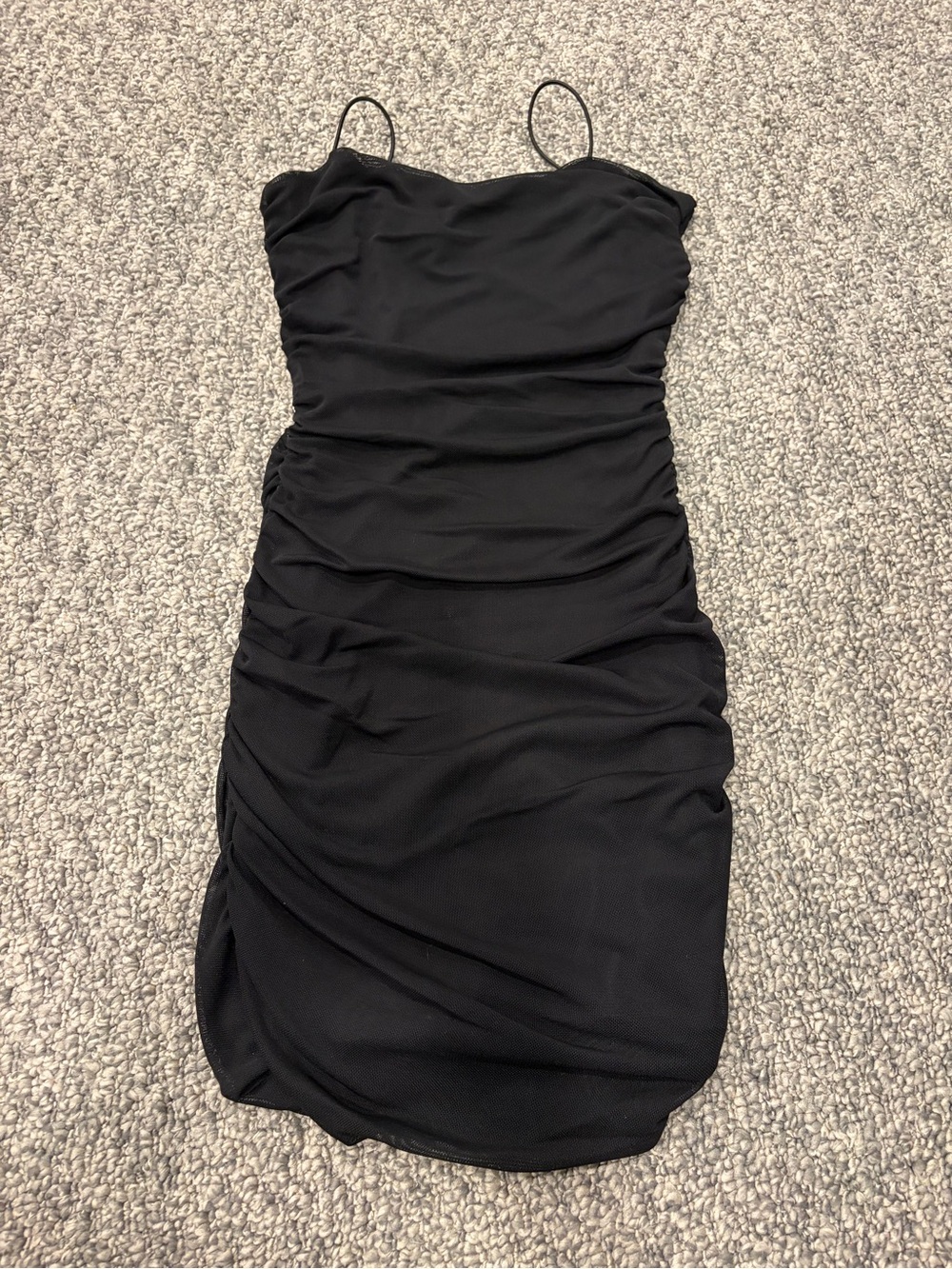 Princess Polly Black Ruched Spaghetti Strap Dress